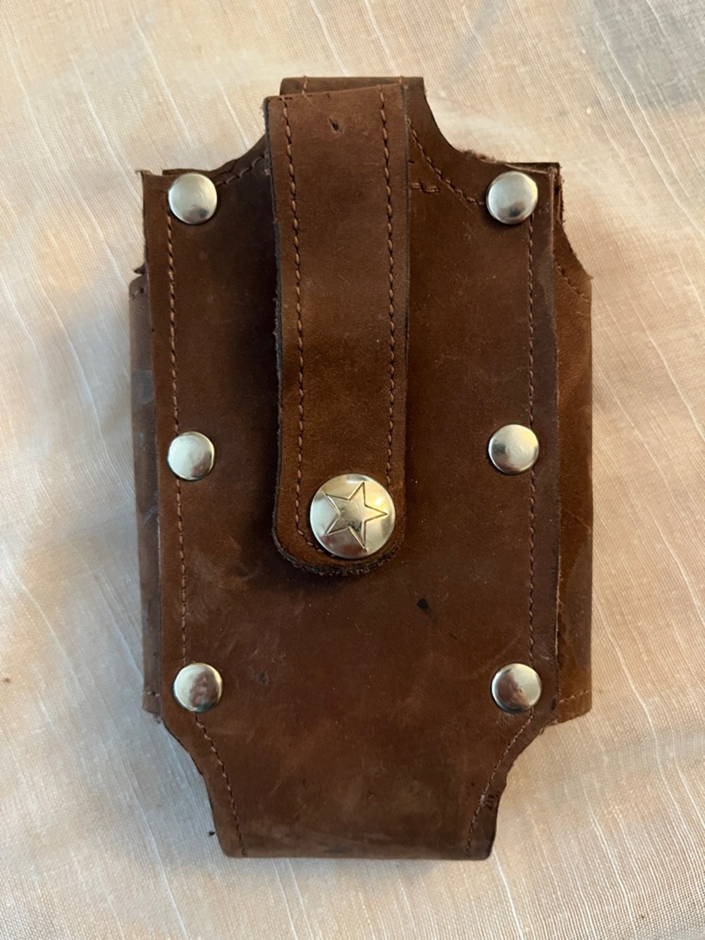 Brown Suede Leather Belt Holster with Decorative Concho - Picture 2 of 6
